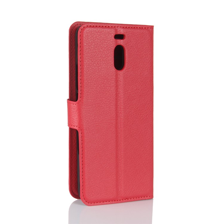 Litchi Skin PU Leather Magnetic Wallet Stand Phone Cover for Meizu M6 Note - Red-6