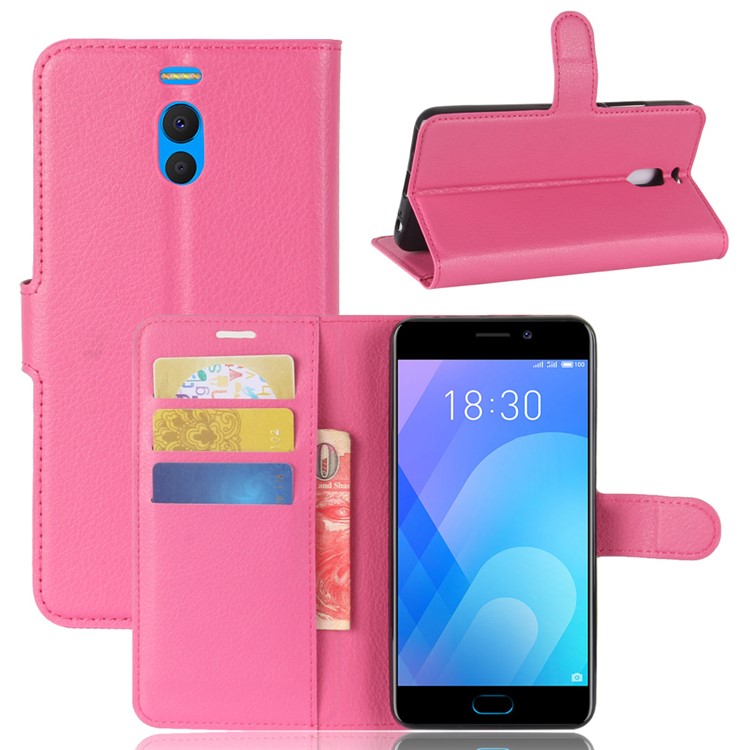 Litchi Skin PU Leather Magnetic Wallet Stand Phone Casing for Meizu M6 Note - Rose-1