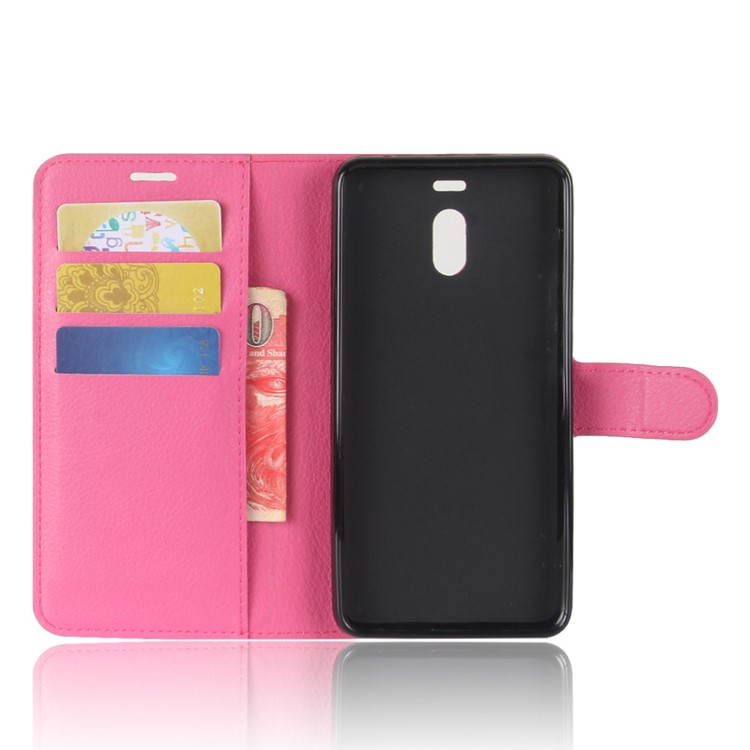 Litchi Skin PU Leather Magnetic Wallet Stand Phone Casing for Meizu M6 Note - Rose-3