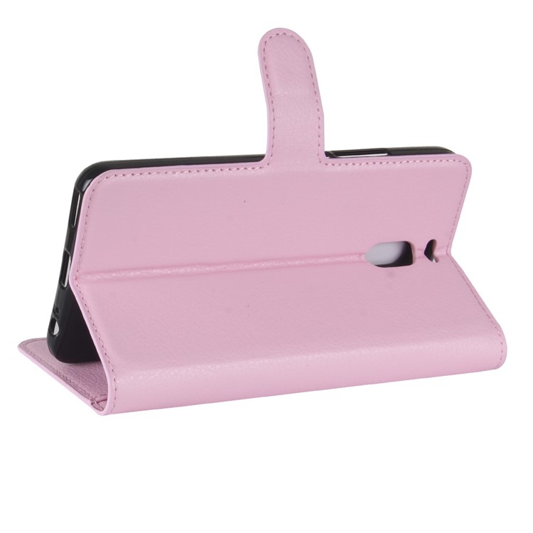 Litchi Skin PU Leather Magnetic Wallet Phone Shell with Stand for Meizu M6 Note - Pink-5