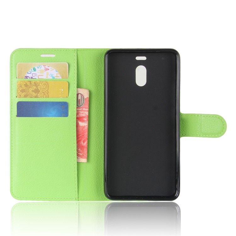 Litchi Skin PU Leather Magnetic Wallet Phone Cover with Stand for Meizu M6 Note - Green-3