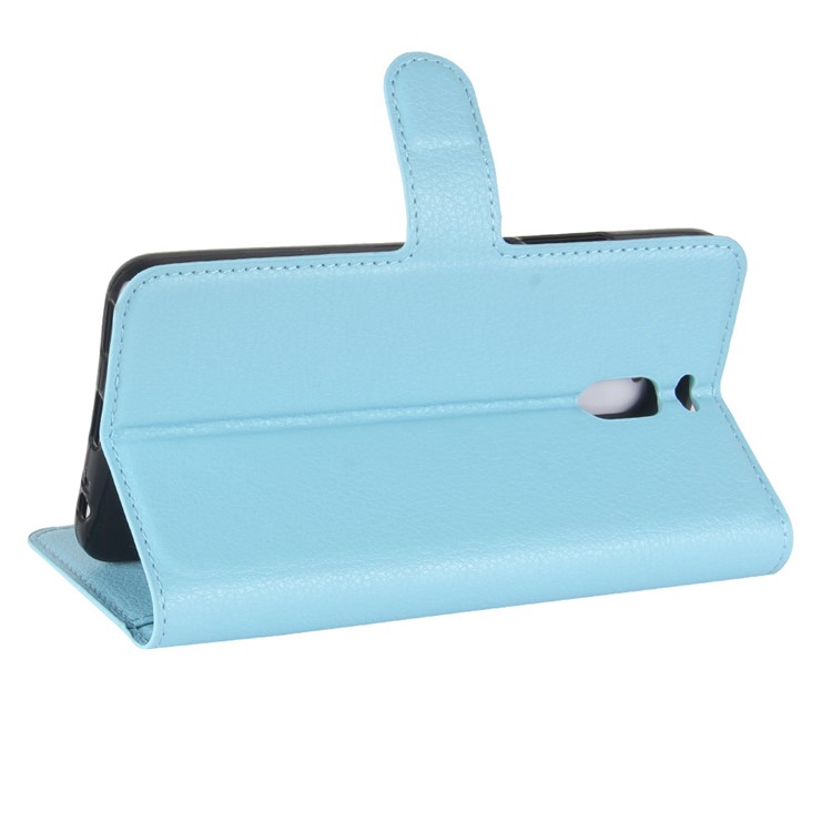 Litchi Skin PU Leather Magnetic Wallet Phone Casing with Stand for Meizu M6 Note - Blue-5