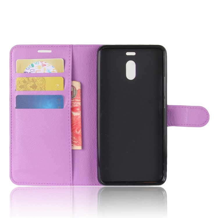 Litchi Skin PU Leather Wallet Stand Phone Shell with Magnet for Meizu M6 Note - Purple-3
