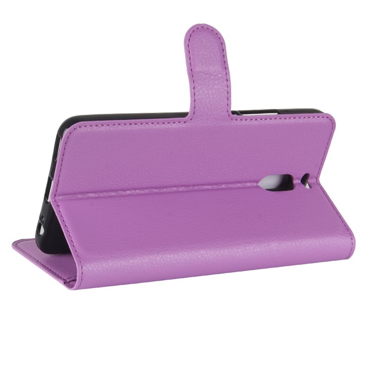 Litchi Skin PU Leather Wallet Stand Phone Shell with Magnet for Meizu M6 Note - Purple-5