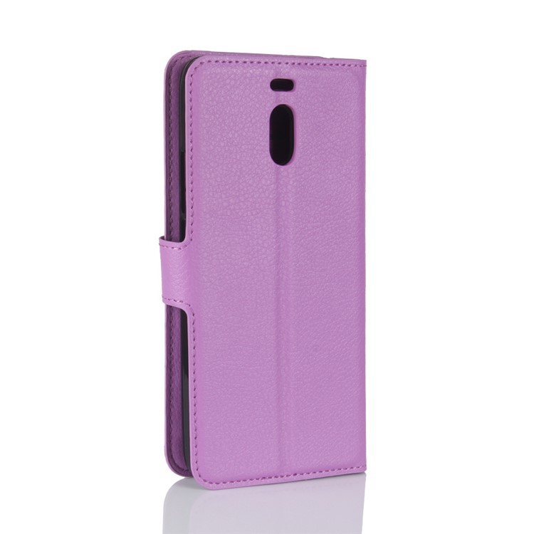 Litchi Skin PU Leather Wallet Stand Phone Shell with Magnet for Meizu M6 Note - Purple-6