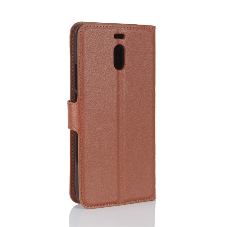 Litchi Skin PU Leather Wallet Stand Phone Case with Magnet for Meizu M6 Note - Brown-6