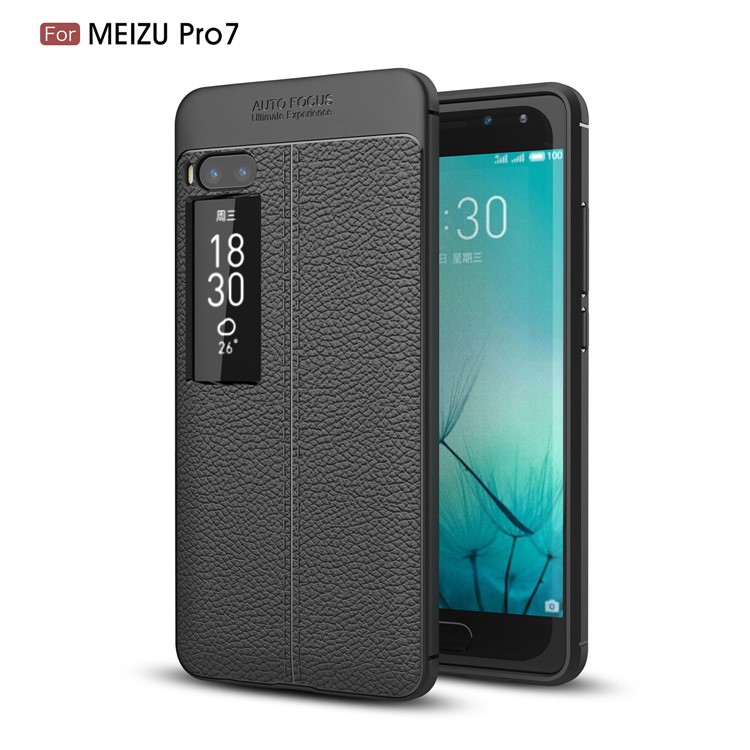 For Meizu PRO 7 Litchi Grain Soft TPU Phone Cover - Black-1