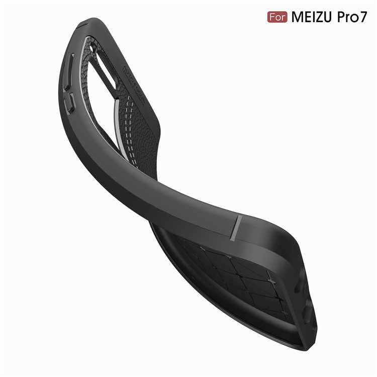 For Meizu PRO 7 Litchi Grain Soft TPU Phone Cover - Black-10