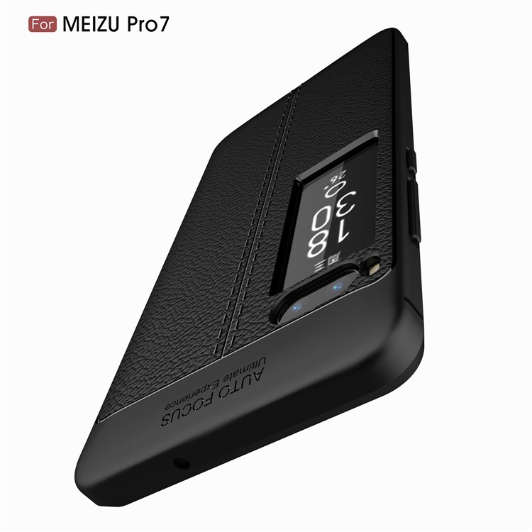 For Meizu PRO 7 Litchi Grain Soft TPU Phone Cover - Black-11