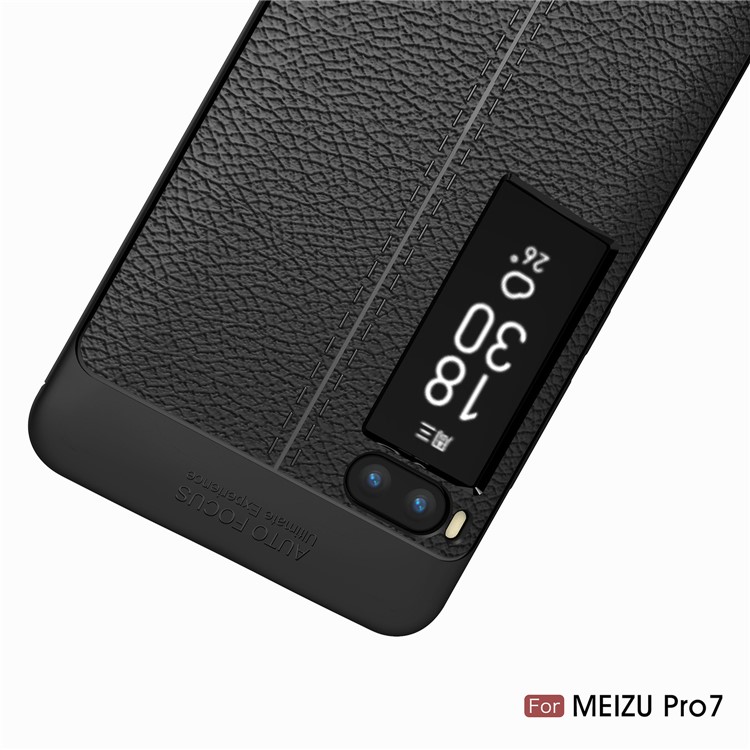 For Meizu PRO 7 Litchi Grain Soft TPU Phone Cover - Black-12