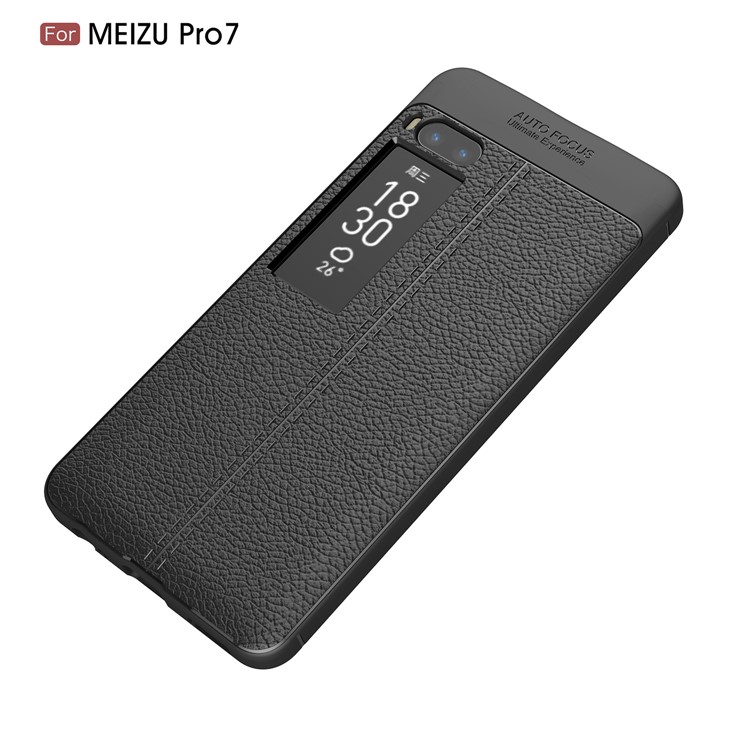 For Meizu PRO 7 Litchi Grain Soft TPU Phone Cover - Black-13