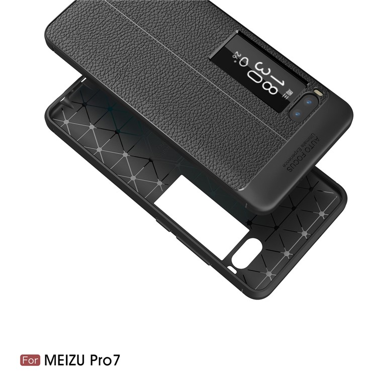 For Meizu PRO 7 Litchi Grain Soft TPU Phone Cover - Black-2
