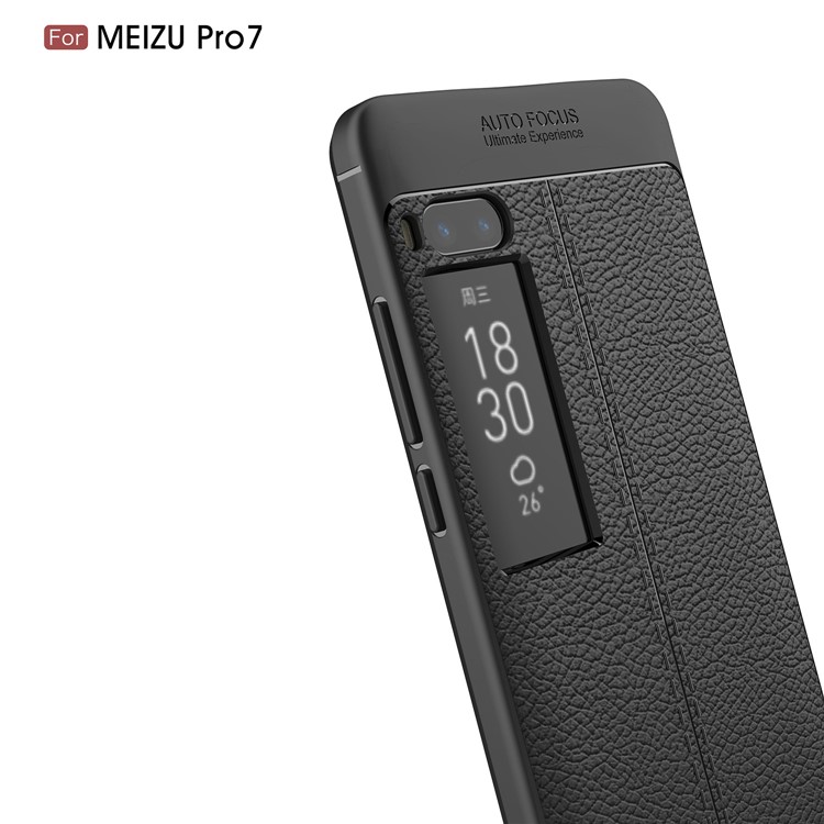 For Meizu PRO 7 Litchi Grain Soft TPU Phone Cover - Black-3