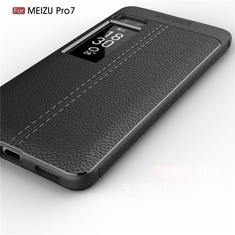 For Meizu PRO 7 Litchi Grain Soft TPU Phone Cover - Black-4