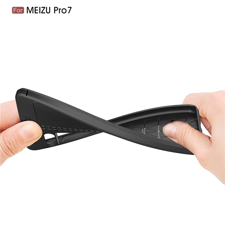 For Meizu PRO 7 Litchi Grain Soft TPU Phone Cover - Black-8