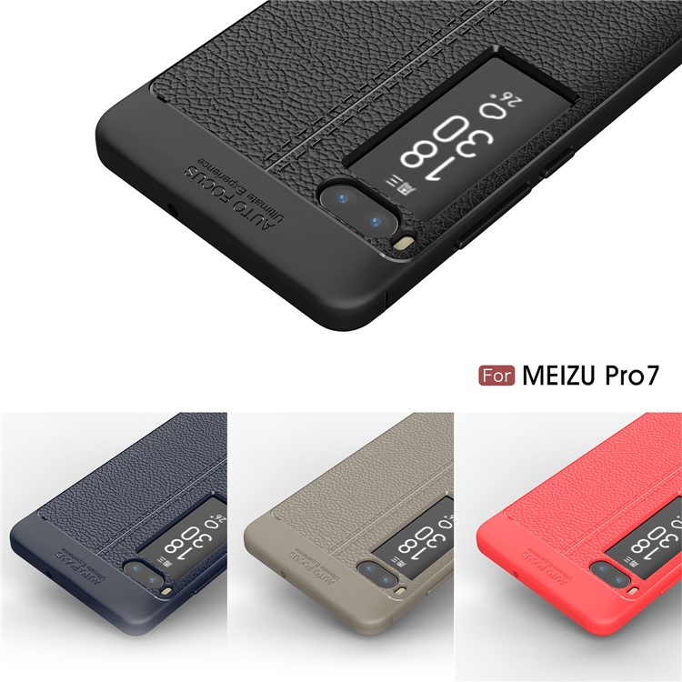 For Meizu PRO 7 Litchi Grain Soft TPU Phone Cover - Black-9