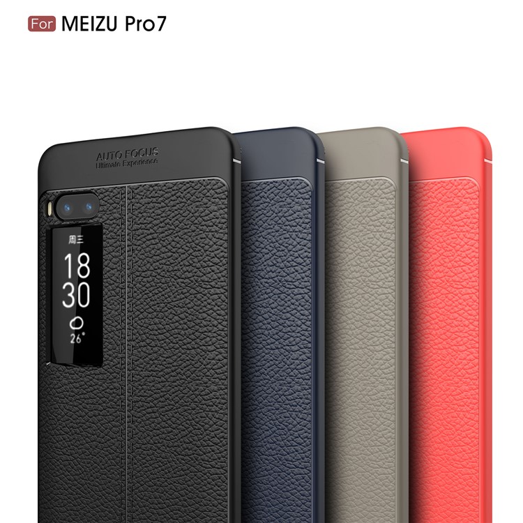 For Meizu PRO 7 Litchi Grain Soft TPU Cellphone Cover - Grey-3