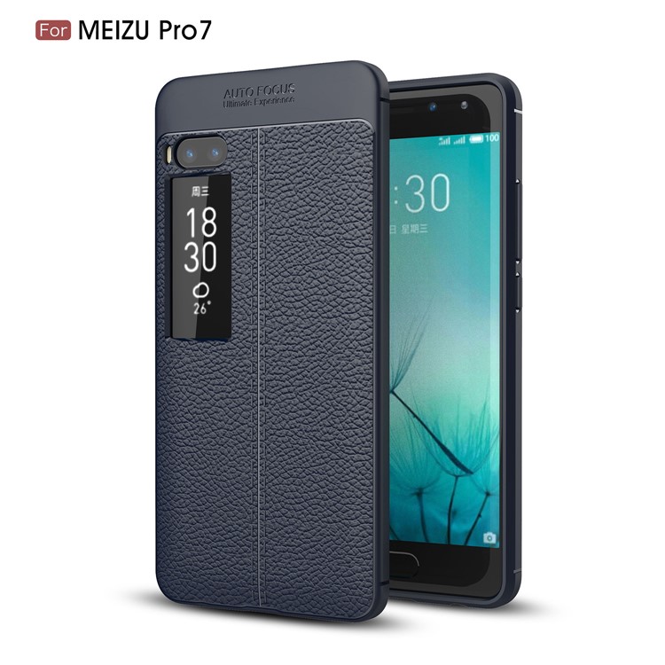 For Meizu PRO 7 Litchi Grain Soft TPU Mobile Phone Cover - Blue-1