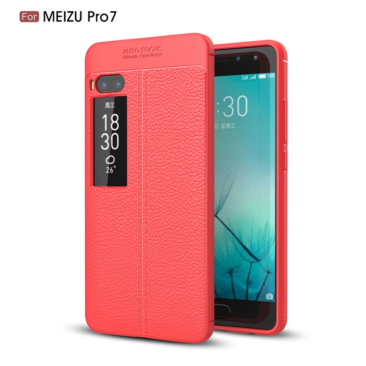 For Meizu PRO 7 Litchi Grain Soft TPU Cellphone Case - Red-1