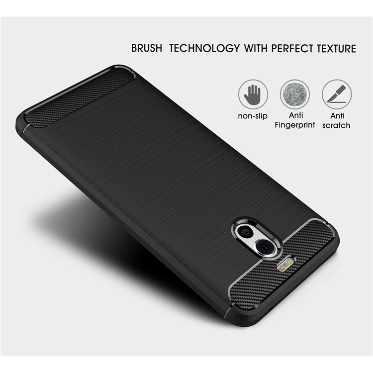 Carbon Fiber Texture Brushed TPU Mobile Phone Case for Meizu M6 Note - Black-3