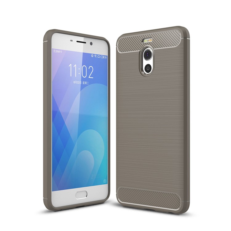 Carbon Fiber Texture Brushed TPU Mobile Phone Cover for Meizu M6 Note - Grey-1