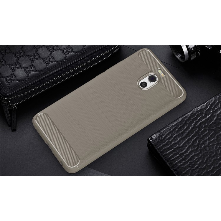 Carbon Fiber Texture Brushed TPU Mobile Phone Cover for Meizu M6 Note - Grey-2