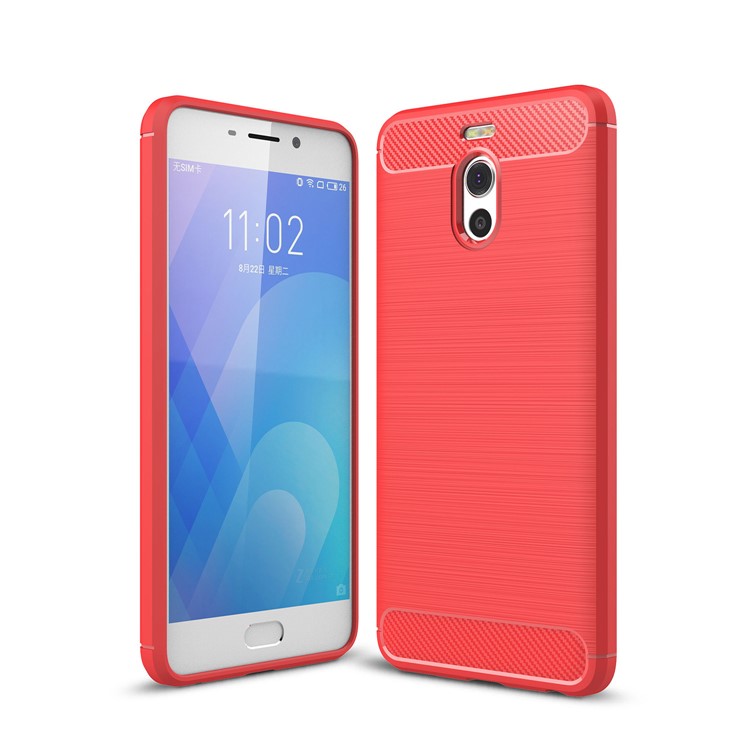 Carbon Fiber Texture Brushed TPU Mobile Phone Shell for Meizu M6 Note - Red-1