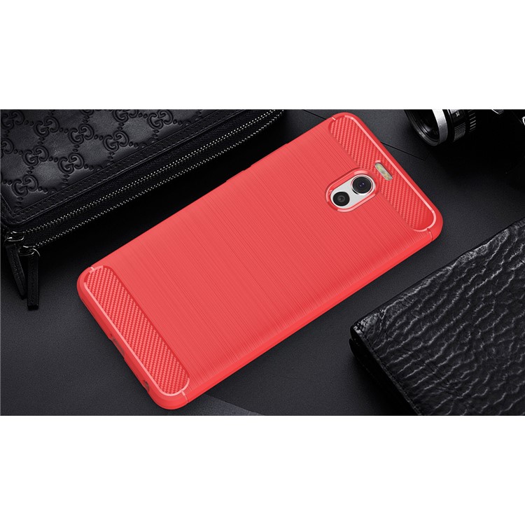 Carbon Fiber Texture Brushed TPU Mobile Phone Shell for Meizu M6 Note - Red-2