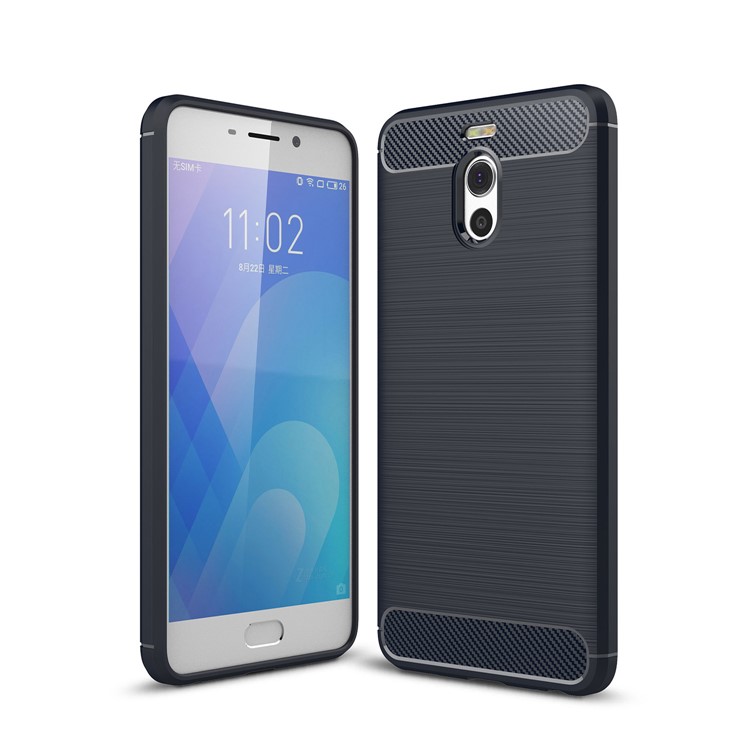 Carbon Fiber Texture Brushed Soft TPU Back Case for Meizu M6 Note - Dark Blue-1
