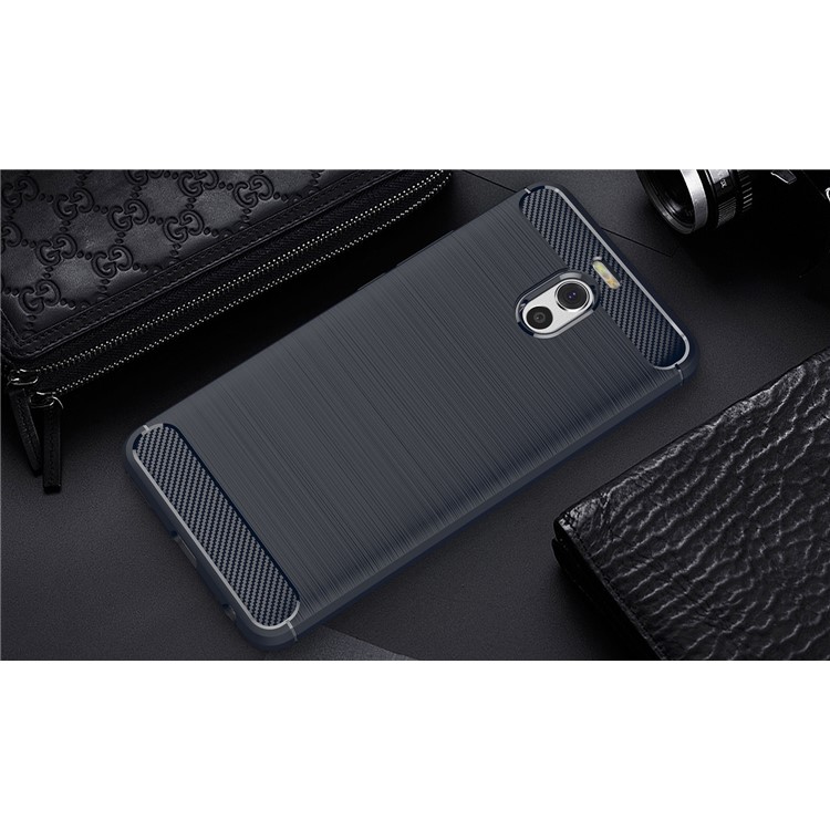 Carbon Fiber Texture Brushed Soft TPU Back Case for Meizu M6 Note - Dark Blue-2