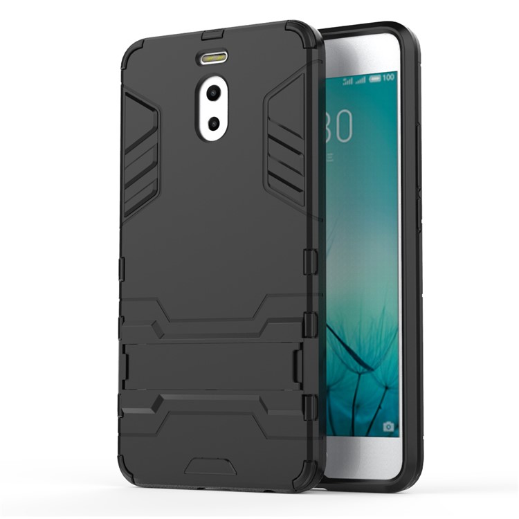 Shockproof PC + TPU Hybrid Kickstand Phone Case for Meizu M6 Note - Black-2