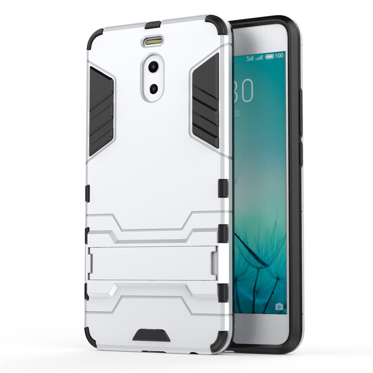 Shockproof PC + TPU Hybrid Kickstand Phone Cover for Meizu M6 Note - Silver-2