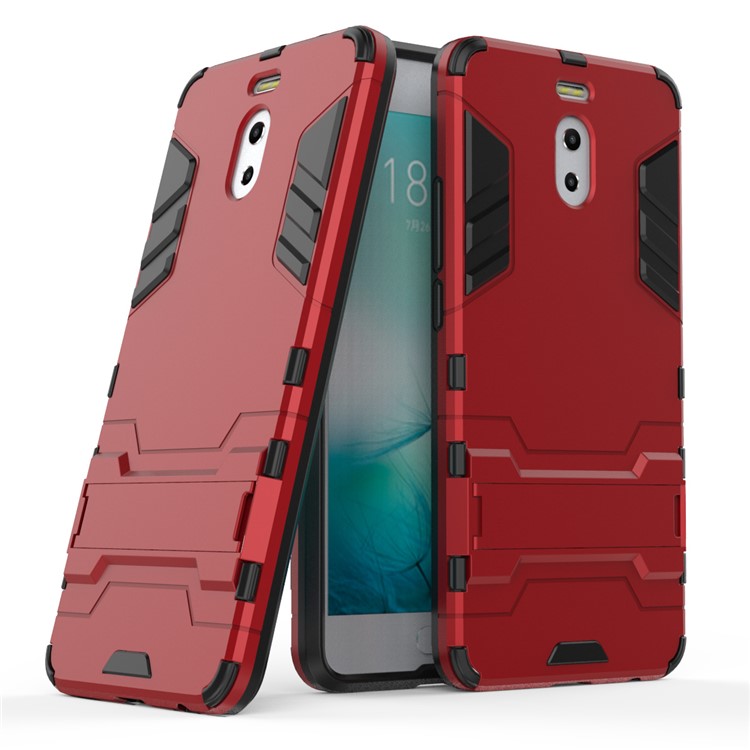 Shockproof PC + TPU Hybrid Kickstand Phone Casing for Meizu M6 Note - Red-1