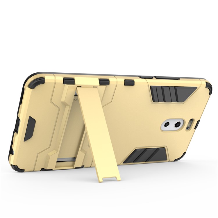 Shockproof PC + TPU Hybrid Kickstand Mobile Phone Case for Meizu M6 Note - Gold-3
