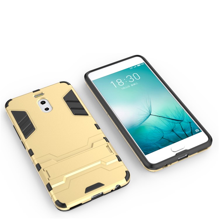 Shockproof PC + TPU Hybrid Kickstand Mobile Phone Case for Meizu M6 Note - Gold-6