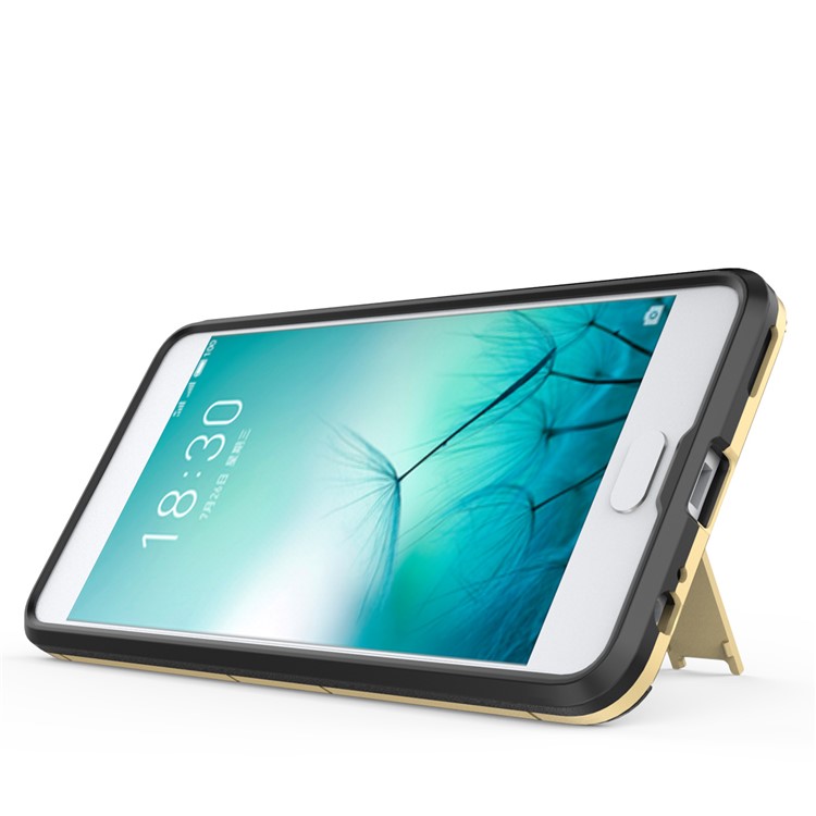 Shockproof PC + TPU Hybrid Kickstand Mobile Phone Case for Meizu M6 Note - Gold-8