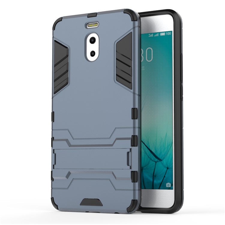 Shockproof PC + TPU Hybrid Kickstand Back Casing for Meizu M6 Note - Dark Blue-2