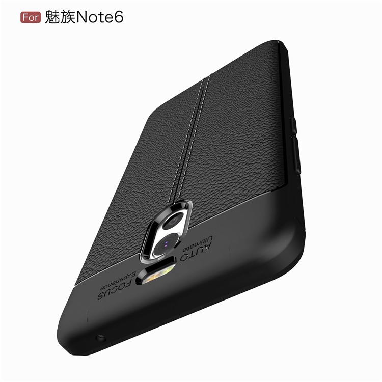 For Meizu M6 Note Litchi Skin PU Leather Coated TPU Cover Shell - Black-10