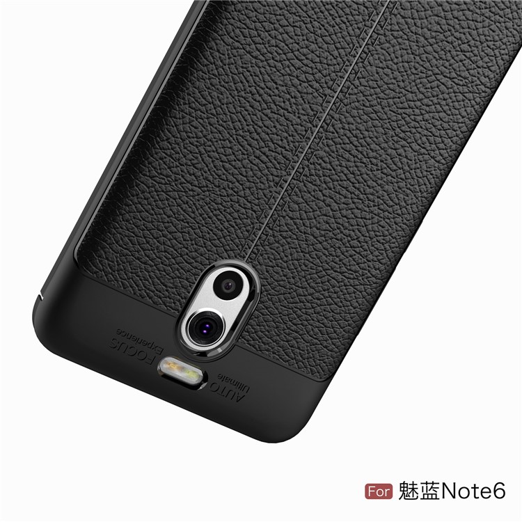For Meizu M6 Note Litchi Skin PU Leather Coated TPU Cover Shell - Black-11