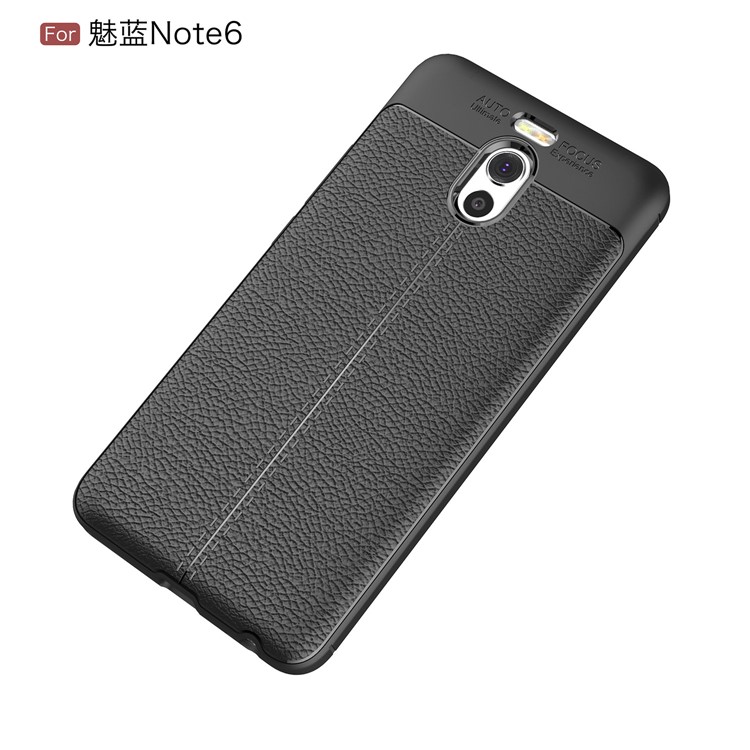 For Meizu M6 Note Litchi Skin PU Leather Coated TPU Cover Shell - Black-12