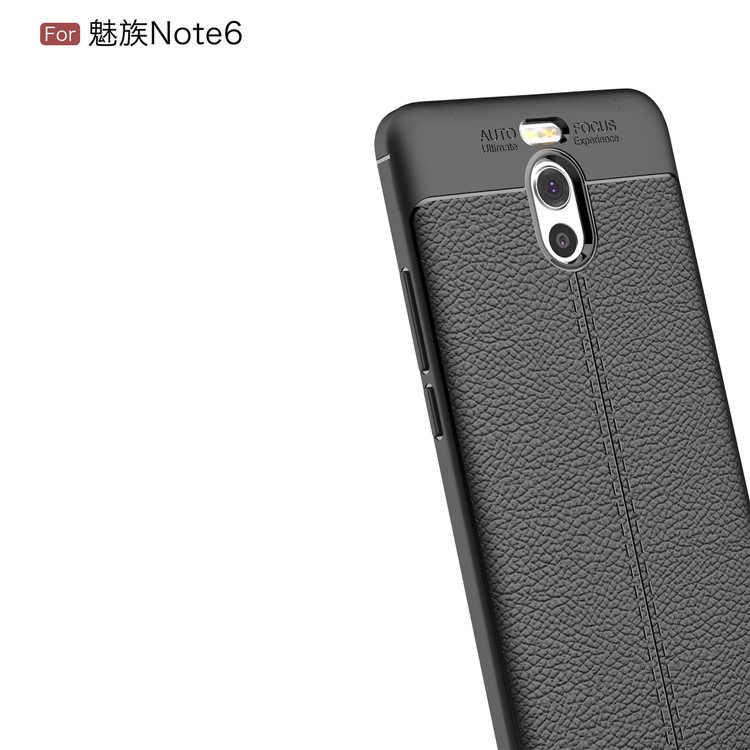 For Meizu M6 Note Litchi Skin PU Leather Coated TPU Cover Shell - Black-3