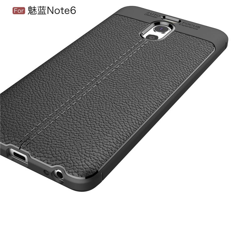 For Meizu M6 Note Litchi Skin PU Leather Coated TPU Cover Shell - Black-4