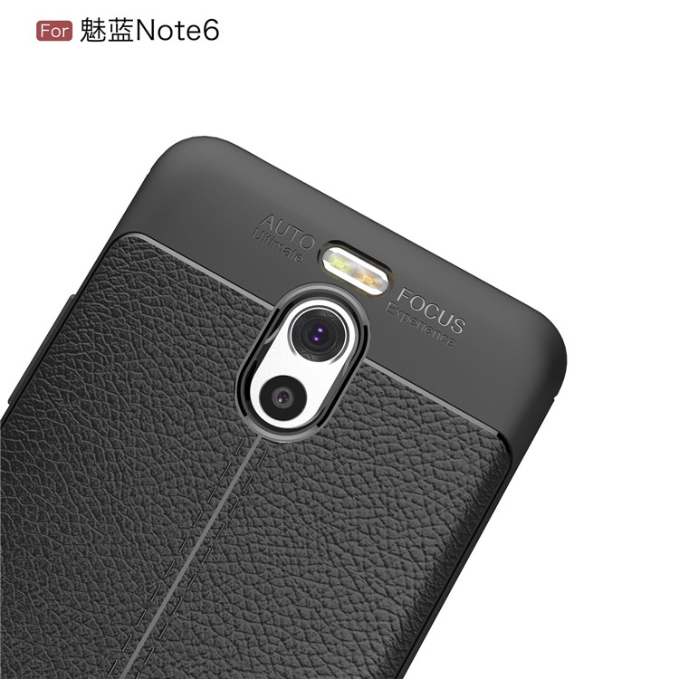 For Meizu M6 Note Litchi Skin PU Leather Coated TPU Cover Shell - Black-5