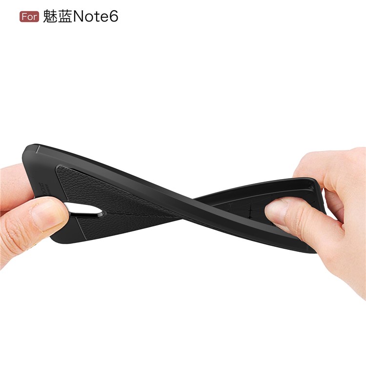 For Meizu M6 Note Litchi Skin PU Leather Coated TPU Cover Shell - Black-8