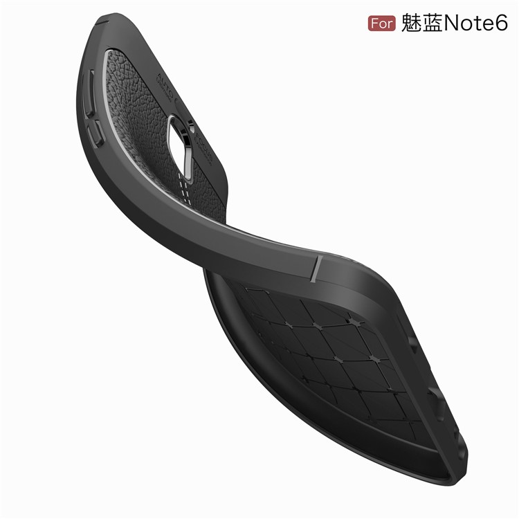 For Meizu M6 Note Litchi Skin PU Leather Coated TPU Cover Shell - Black-9