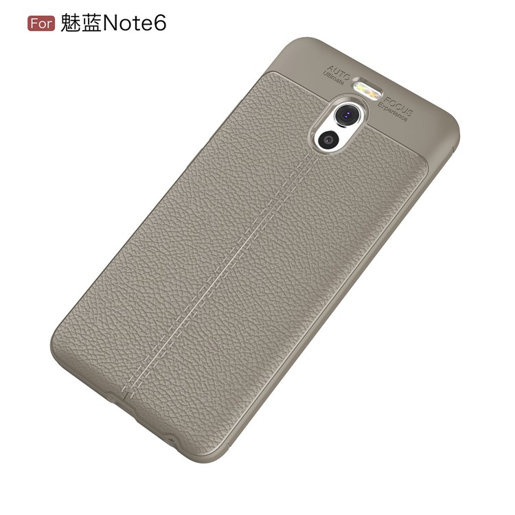 For Meizu M6 Note Litchi Skin PU Leather Coated TPU Mobile Cover - Grey-2