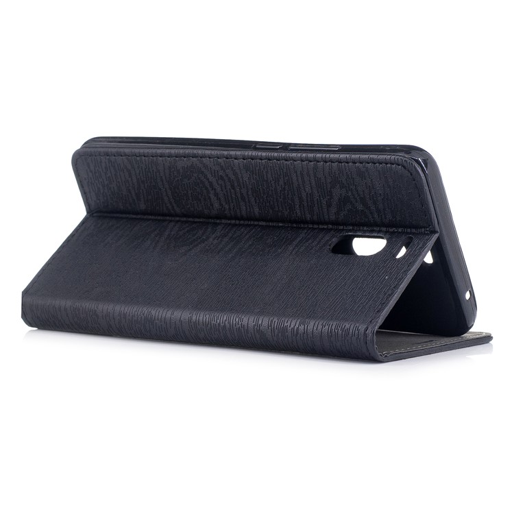 Wood Texture Magnetic Adsorption Leather Stand Case for Meizu M6 Note - Black-3