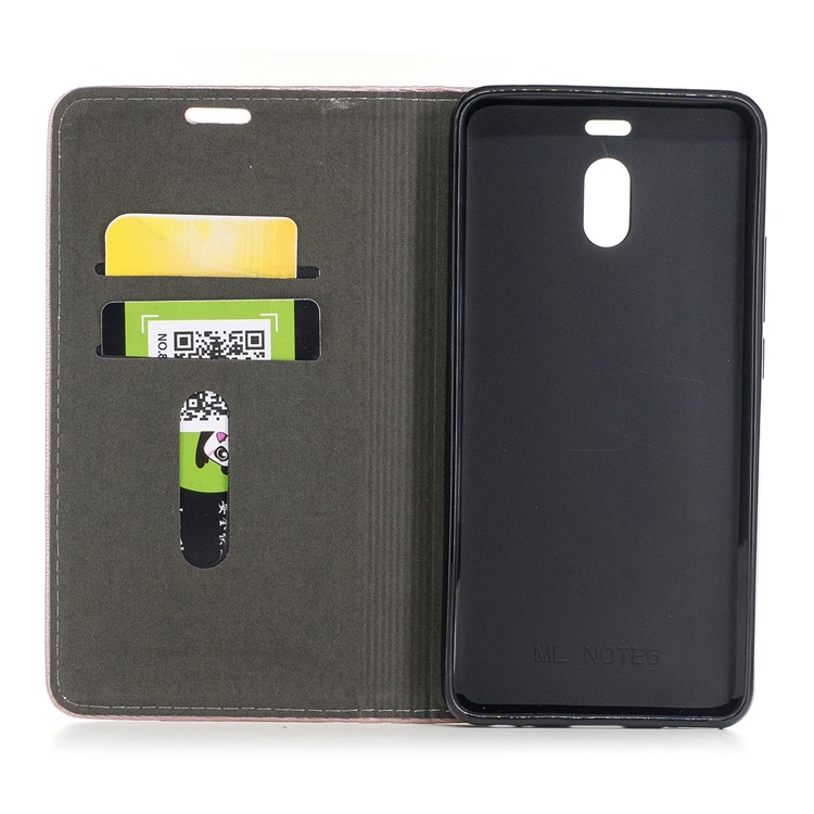 Wood Texture Magnetic Adsorption Leather Stand Case for Meizu M6 Note - Black-4