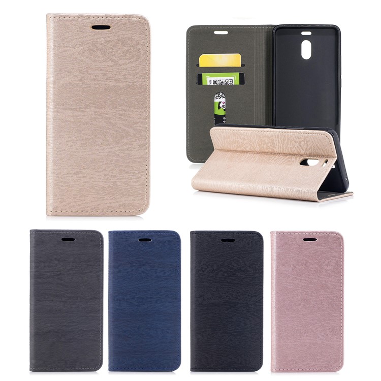 Wood Texture Magnetic Adsorption Leather Stand Case for Meizu M6 Note - Black-5