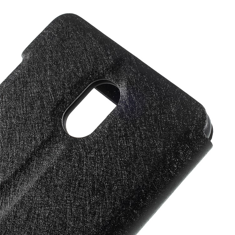 For Meizu M6 Silk Texture Dual Window Stand Leather Phone Case - Black-8